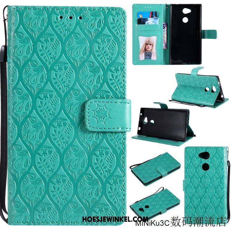 Sony Xperia L2 Hoesje Folio Hoes Purper, Sony Xperia L2 Hoesje Anti-fall Leren Etui