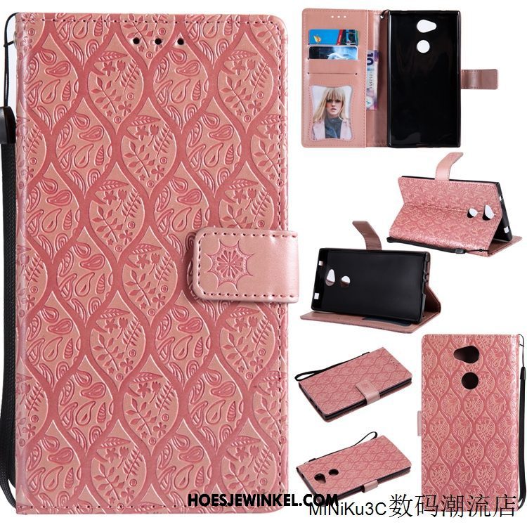 Sony Xperia L2 Hoesje Folio Hoes Purper, Sony Xperia L2 Hoesje Anti-fall Leren Etui