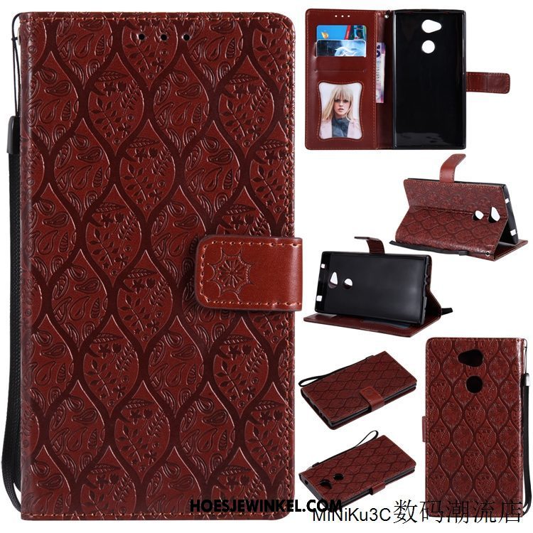 Sony Xperia L2 Hoesje Folio Hoes Purper, Sony Xperia L2 Hoesje Anti-fall Leren Etui