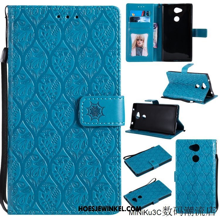 Sony Xperia L2 Hoesje Folio Hoes Purper, Sony Xperia L2 Hoesje Anti-fall Leren Etui