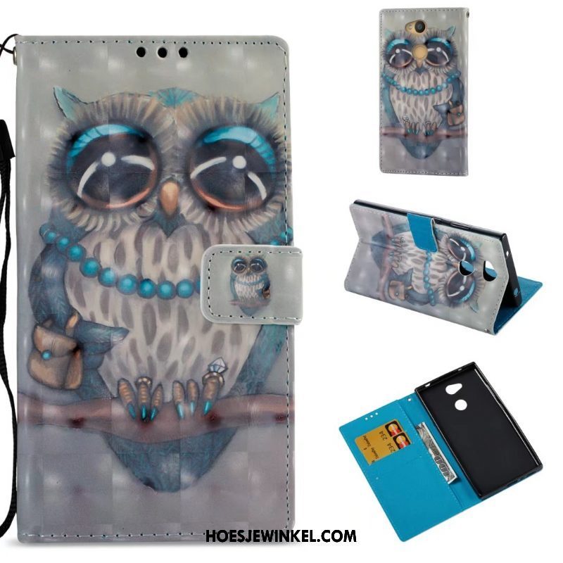 Sony Xperia L2 Hoesje Hoes Mobiele Telefoon Bescherming, Sony Xperia L2 Hoesje Leren Etui Blauw