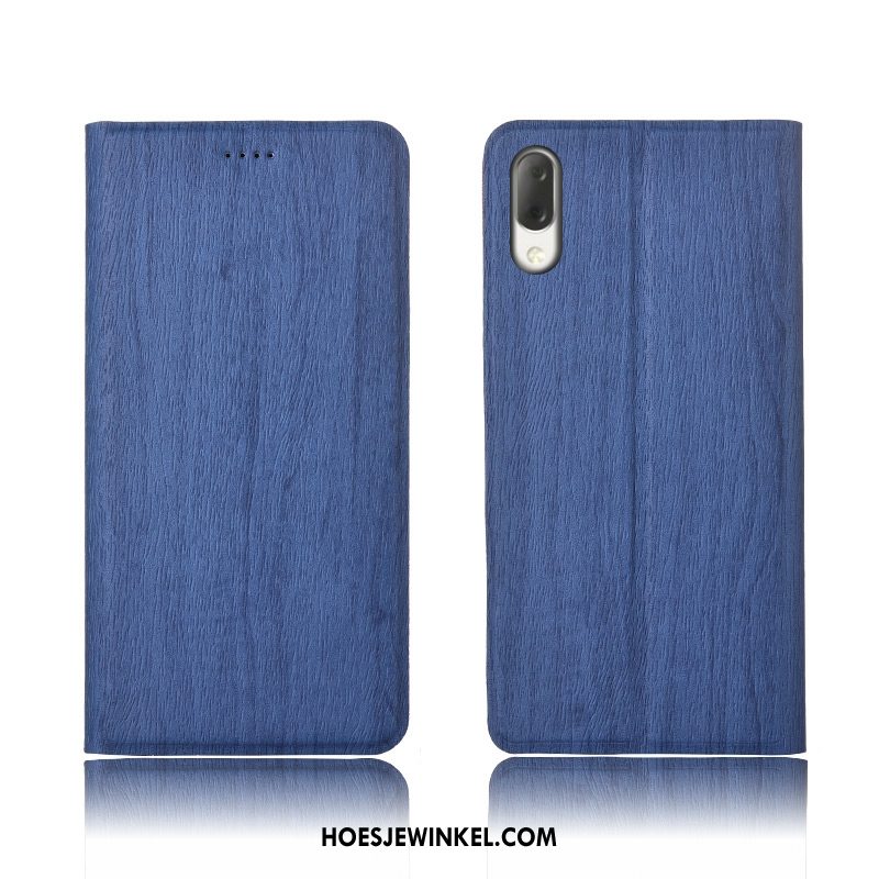 Sony Xperia L3 Hoesje Anti-fall Blauw Zacht, Sony Xperia L3 Hoesje Leren Etui Hoes