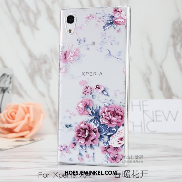 Sony Xperia Xa1 Hoesje Geschilderd Doorzichtig Wit, Sony Xperia Xa1 Hoesje Hoes All Inclusive