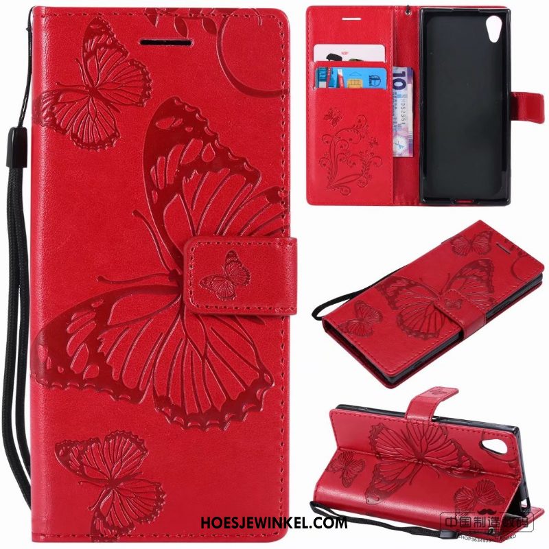 Sony Xperia Xa1 Ultra Hoesje Siliconen Folio Rood, Sony Xperia Xa1 Ultra Hoesje Mobiele Telefoon Bescherming