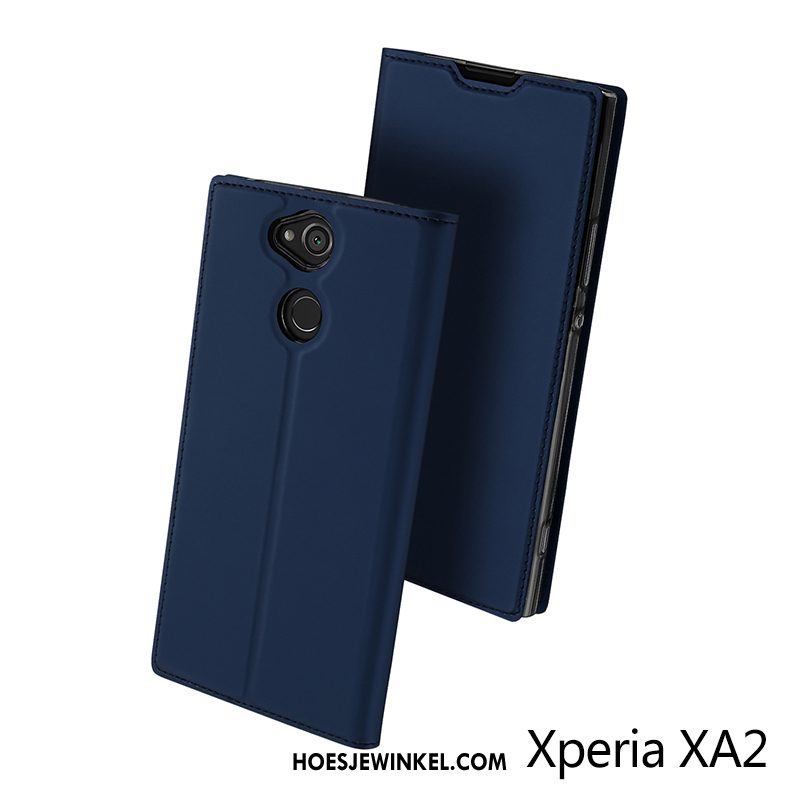 Sony Xperia Xa2 Hoesje Leren Etui Anti-fall Bescherming, Sony Xperia Xa2 Hoesje Zwart Trend