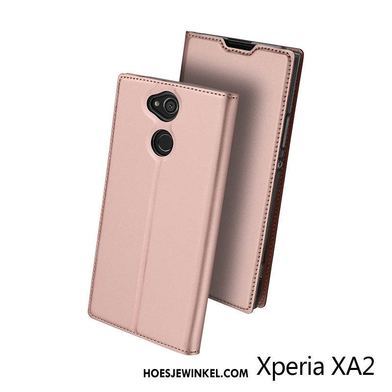 Sony Xperia Xa2 Hoesje Leren Etui Anti-fall Bescherming, Sony Xperia Xa2 Hoesje Zwart Trend