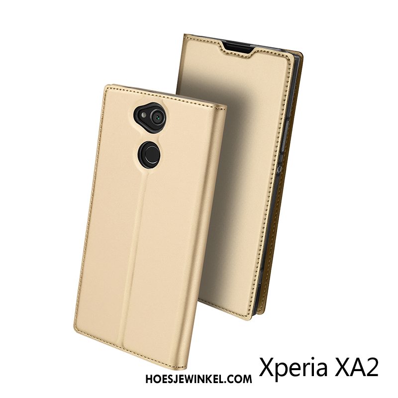 Sony Xperia Xa2 Hoesje Leren Etui Anti-fall Bescherming, Sony Xperia Xa2 Hoesje Zwart Trend