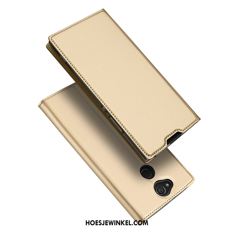 Sony Xperia Xa2 Ultra Hoesje Leren Etui Goud Anti-fall, Sony Xperia Xa2 Ultra Hoesje Kaart Hoes