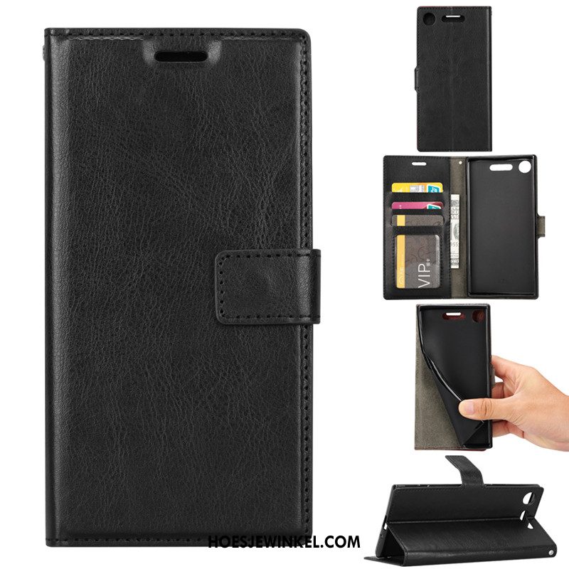 Sony Xperia Xz1 Compact Hoesje Bescherming Anti-fall Folio, Sony Xperia Xz1 Compact Hoesje Hoes Mobiele Telefoon Braun