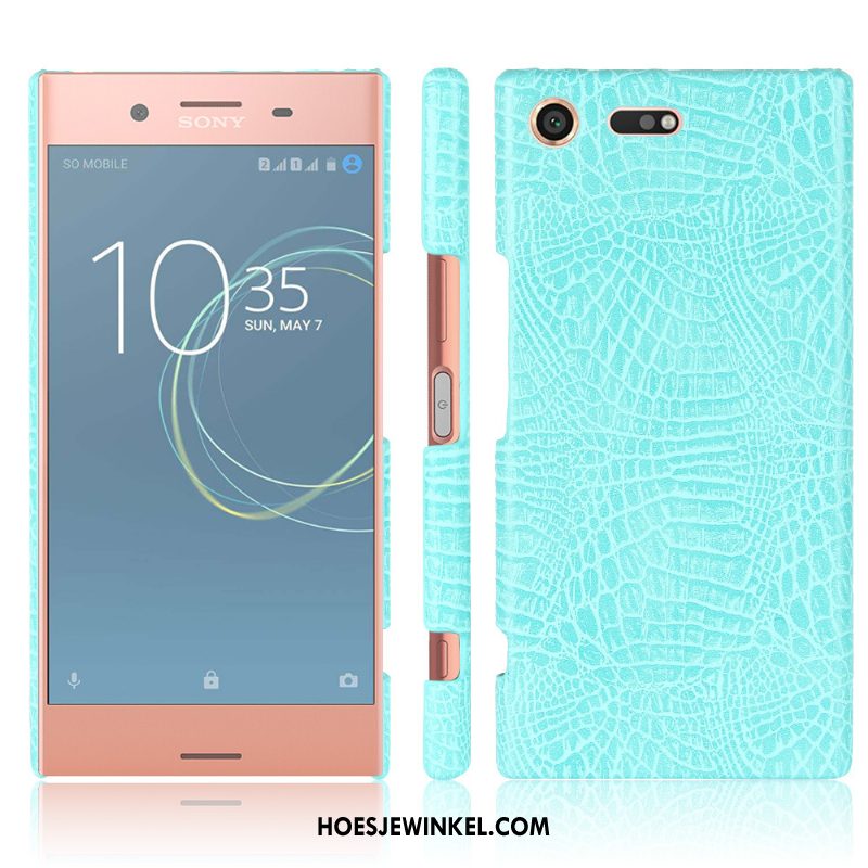 Sony Xperia Xz1 Compact Hoesje Blauw Hoes Leren Etui, Sony Xperia Xz1 Compact Hoesje Mobiele Telefoon Bescherming