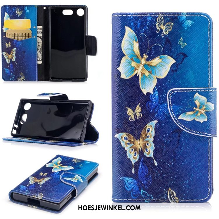 Sony Xperia Xz1 Compact Hoesje Mobiele Telefoon Anti-fall Bescherming, Sony Xperia Xz1 Compact Hoesje Zacht Donkerblauw