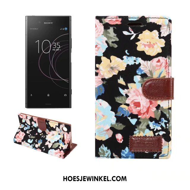 Sony Xperia Xz1 Hoesje Hoes Portemonnee Blauw, Sony Xperia Xz1 Hoesje Leren Etui Mobiele Telefoon