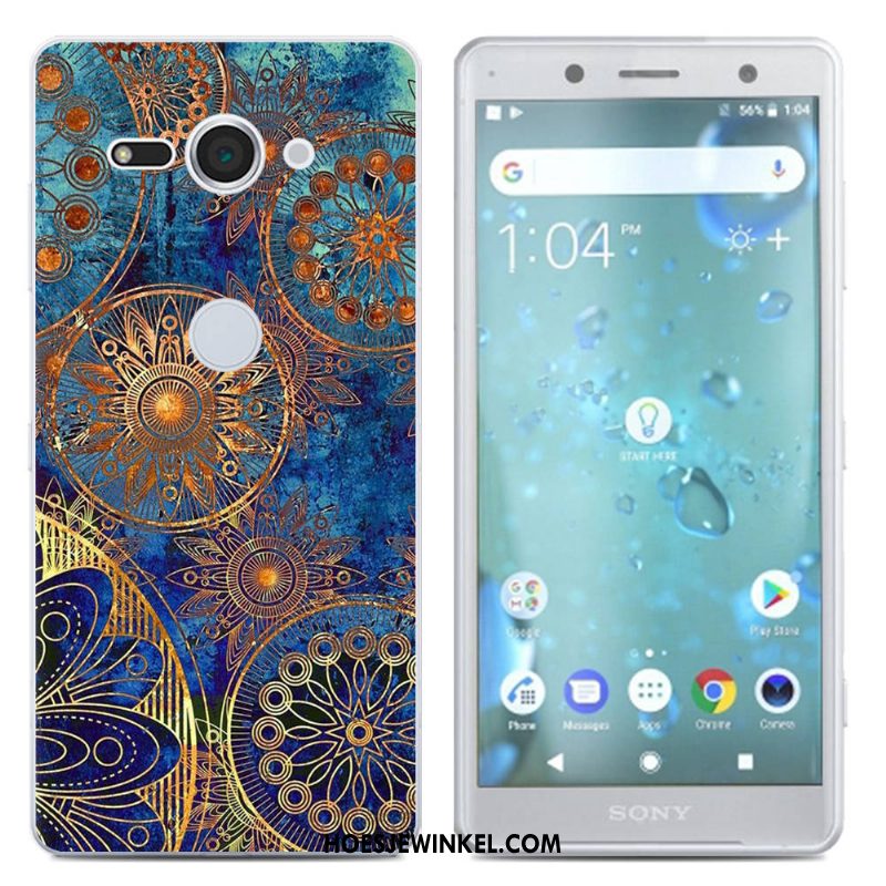 Sony Xperia Xz2 Compact Hoesje Mobiele Telefoon Scheppend Hoes, Sony Xperia Xz2 Compact Hoesje Siliconen Blauw