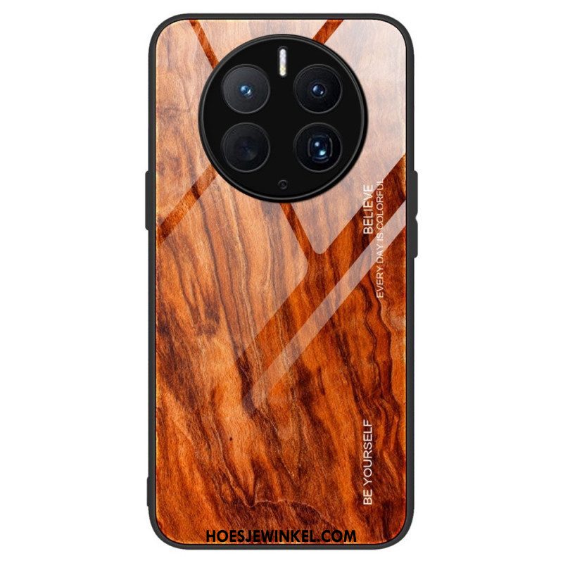 Telefoonhoesje voor Huawei Mate 50 Pro Houtdesign Gehard Glas