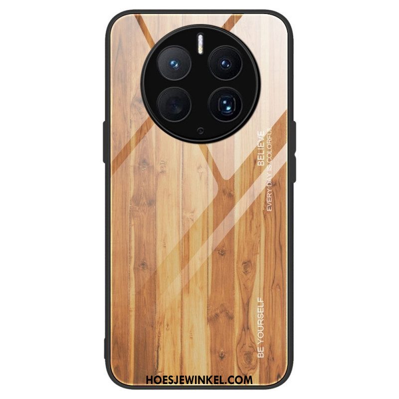 Telefoonhoesje voor Huawei Mate 50 Pro Houtdesign Gehard Glas