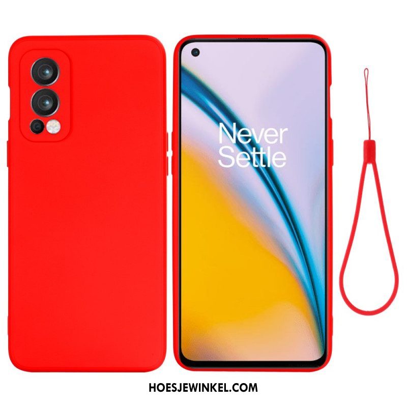 Telefoonhoesje voor OnePlus Nord 2 5G Vloeibare Siliconen Met Sleutelkoord