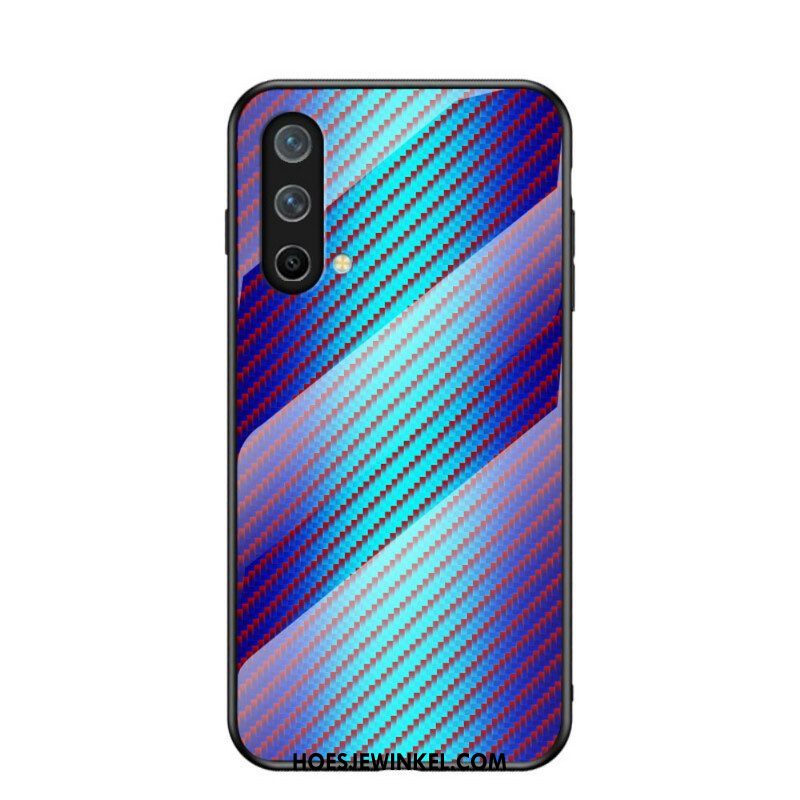 Telefoonhoesje voor OnePlus Nord CE 5G Koolstofvezel Gehard Glas