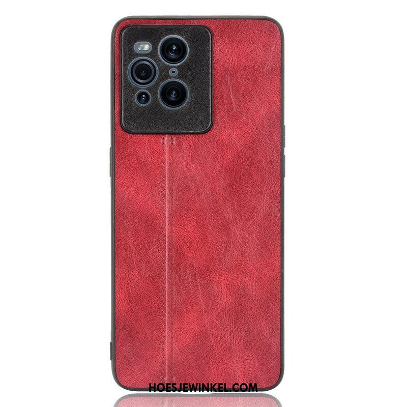 Telefoonhoesje voor Oppo Find X3 Pro Couture-leereffect