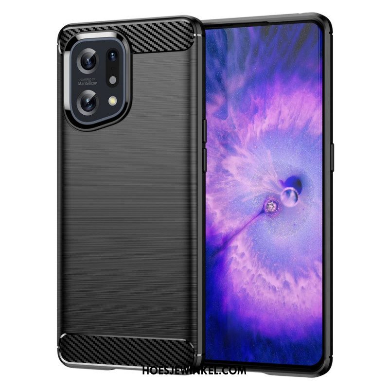 Telefoonhoesje voor Oppo Find X5 Geborstelde Koolstofvezel