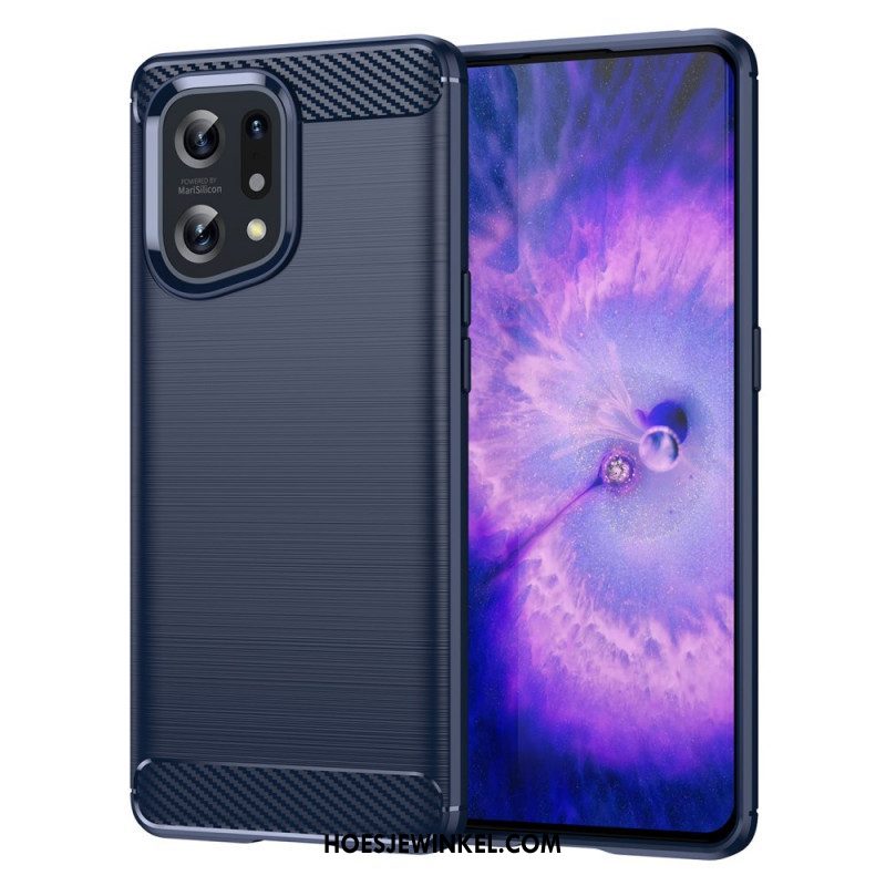 Telefoonhoesje voor Oppo Find X5 Geborstelde Koolstofvezel