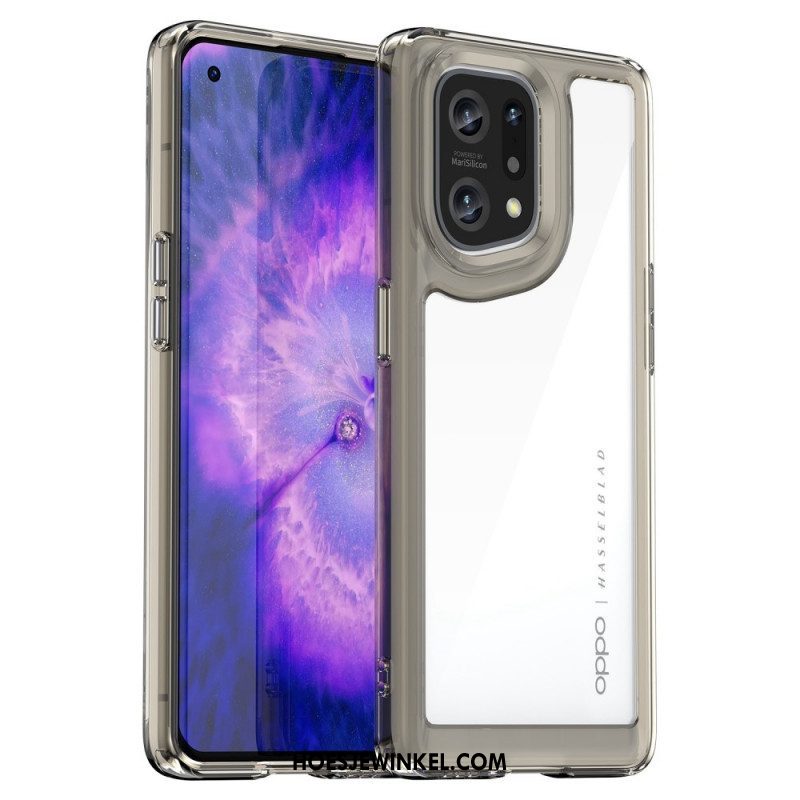 Telefoonhoesje voor Oppo Find X5 Hybride Transparant Gekleurde Randen