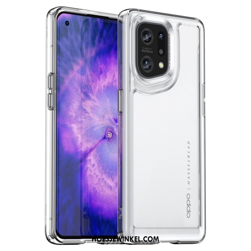 Telefoonhoesje voor Oppo Find X5 Hybride Transparant Gekleurde Randen