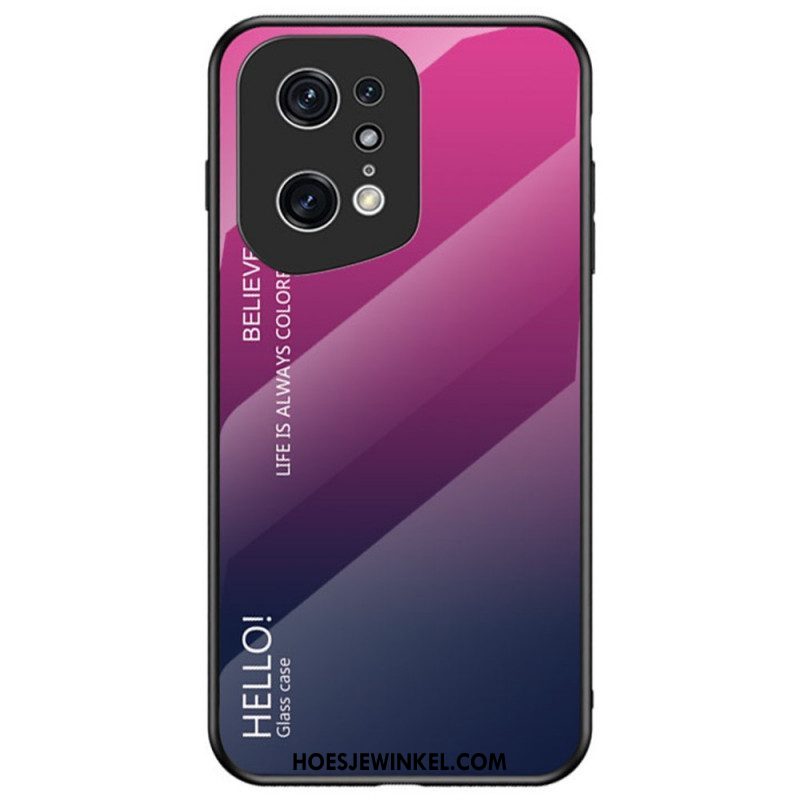 Telefoonhoesje voor Oppo Find X5 Pro Gehard Glas Hallo