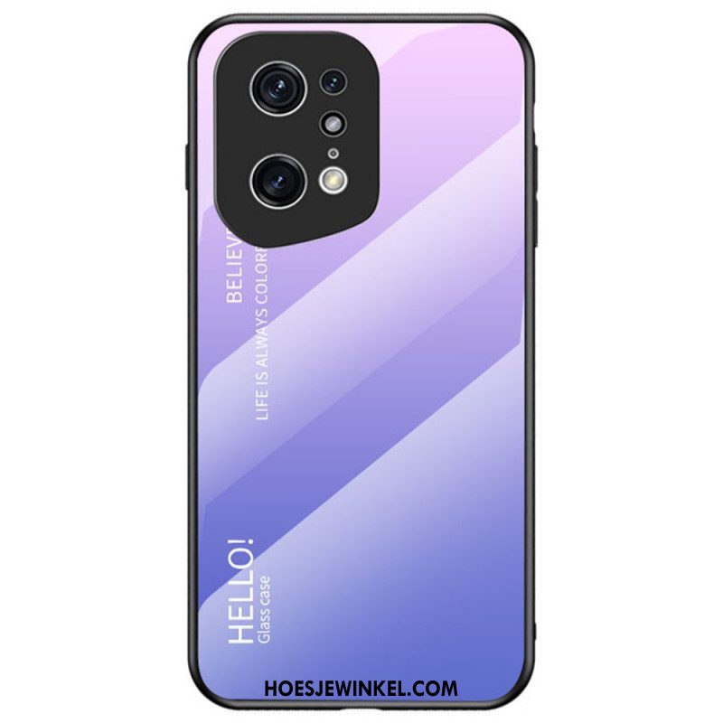 Telefoonhoesje voor Oppo Find X5 Pro Gehard Glas Hallo