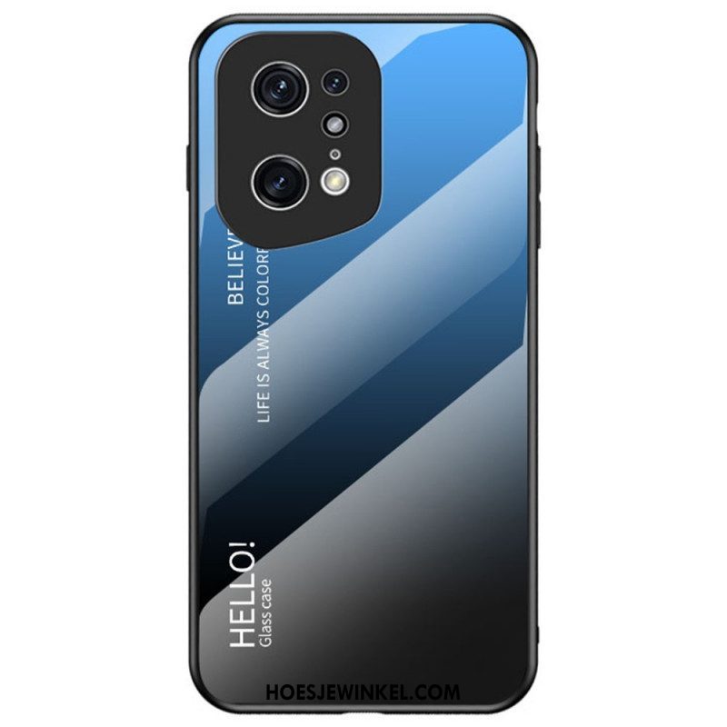 Telefoonhoesje voor Oppo Find X5 Pro Gehard Glas Hallo