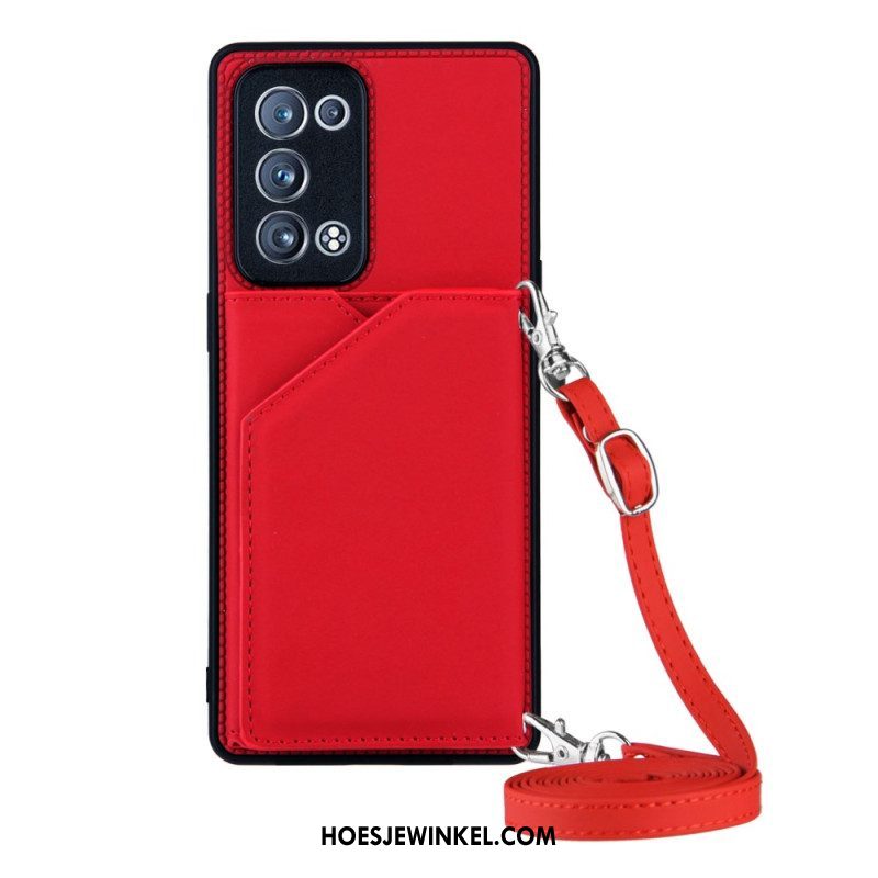 Telefoonhoesje voor Oppo Reno 6 Pro 5G Kaarthouder En Schouderriem
