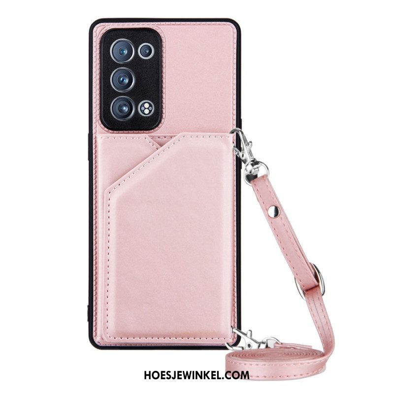 Telefoonhoesje voor Oppo Reno 6 Pro 5G Kaarthouder En Schouderriem