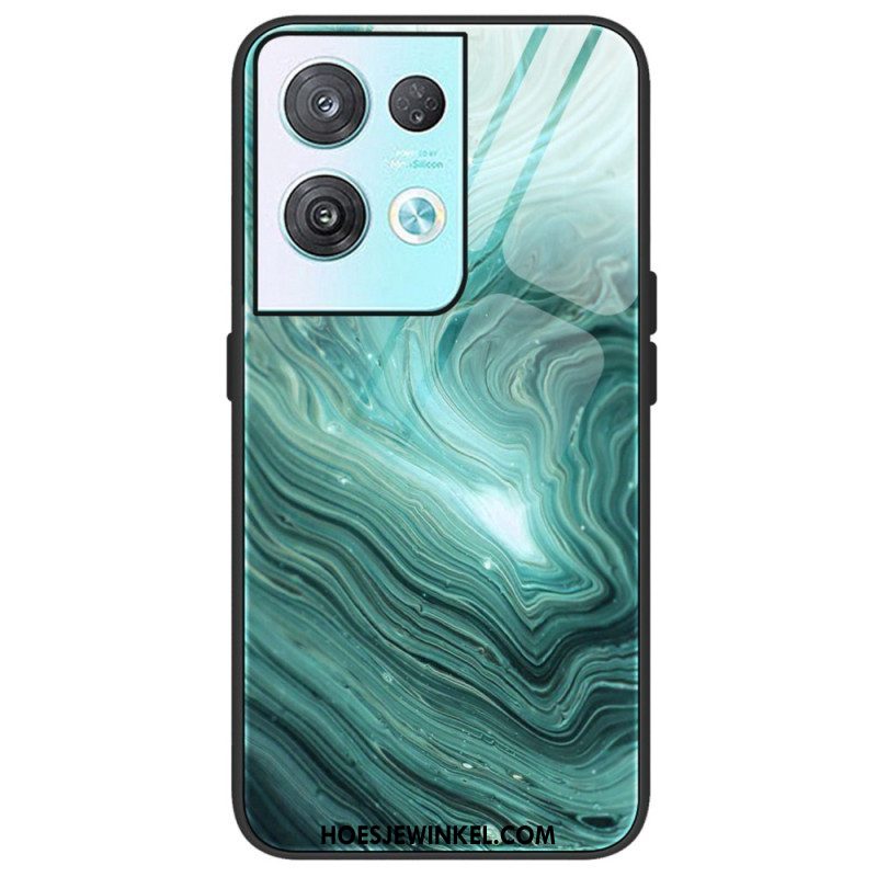 Telefoonhoesje voor Oppo Reno 8 Marmeren Kleuren Gehard Glas