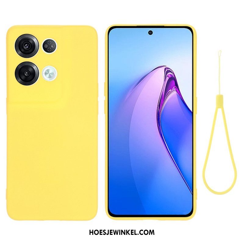 Telefoonhoesje voor Oppo Reno 8 Pro Met Ketting Vloeibare Siliconen Met Bandjes