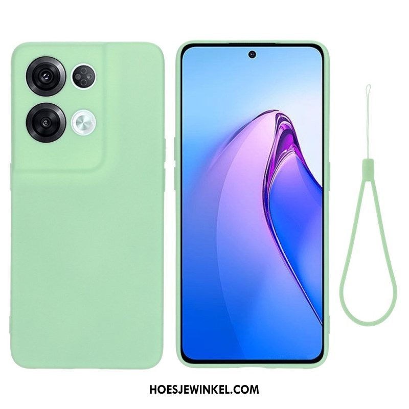 Telefoonhoesje voor Oppo Reno 8 Pro Met Ketting Vloeibare Siliconen Met Bandjes