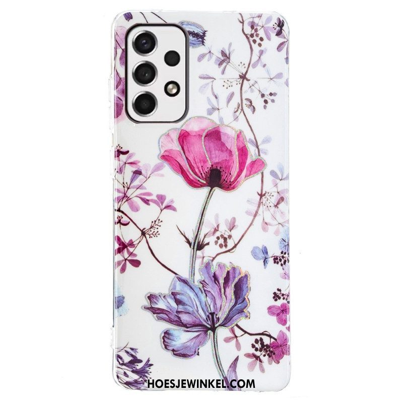 Telefoonhoesje voor Samsung Galaxy A53 5G Gemarmerde Bloemen