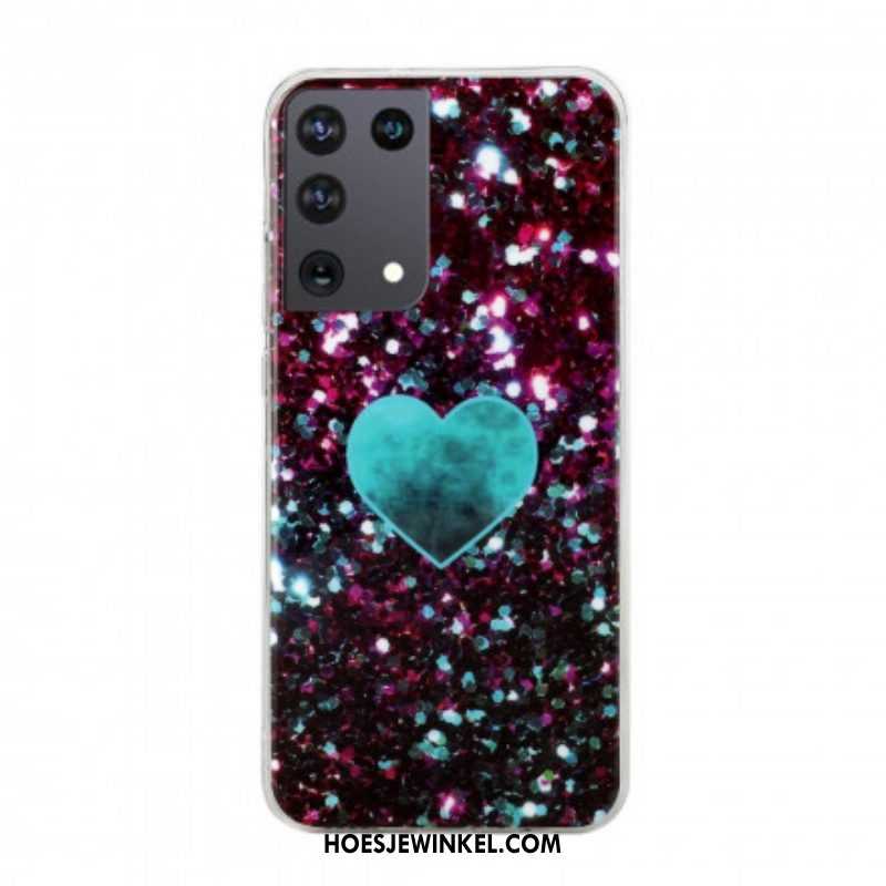 Telefoonhoesje voor Samsung Galaxy S21 Ultra 5G Glitter Marmeren Hart