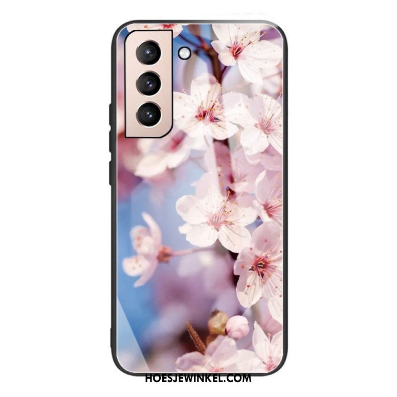 Telefoonhoesje voor Samsung Galaxy S22 Plus 5G Gehard Glas Realistische Bloemen