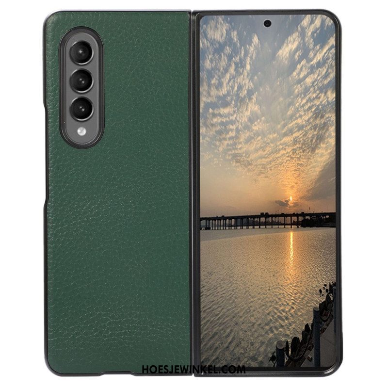 Telefoonhoesje voor Samsung Galaxy Z Fold 4 Litchi Kunstleer Vintage Effect