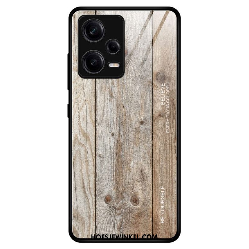 Telefoonhoesje voor Xiaomi Redmi Note 12 Pro Houtdesign Gehard Glas