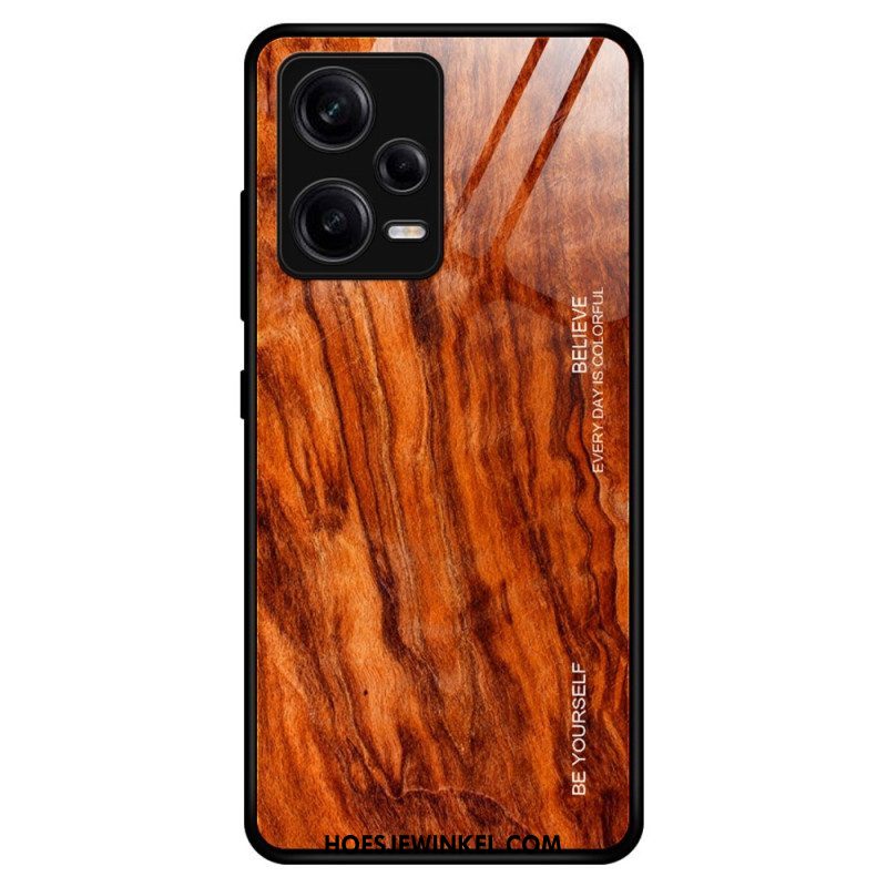 Telefoonhoesje voor Xiaomi Redmi Note 12 Pro Houtdesign Gehard Glas