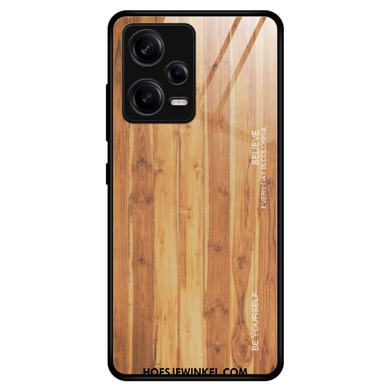 Telefoonhoesje voor Xiaomi Redmi Note 12 Pro Houtdesign Gehard Glas