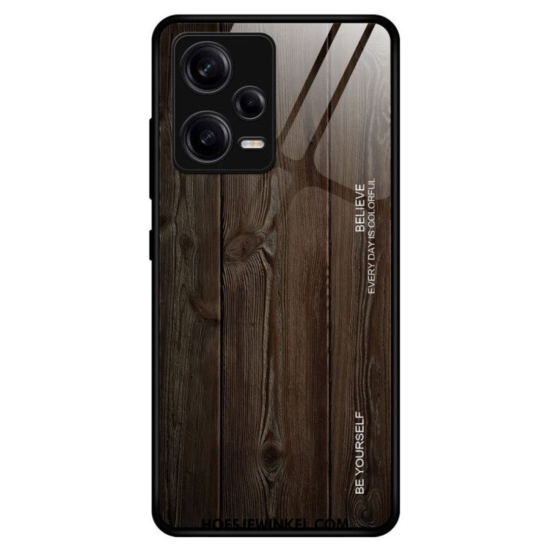 Telefoonhoesje voor Xiaomi Redmi Note 12 Pro Houtdesign Gehard Glas