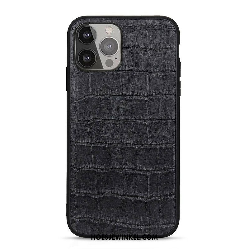Telefoonhoesje voor iPhone 13 Pro Max Echt Leer Met Krokodiltextuur