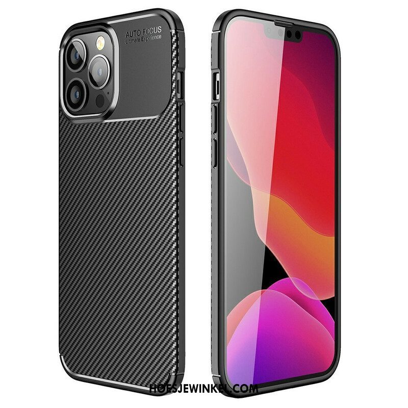 Telefoonhoesje voor iPhone 13 Pro Max Flexibele Koolstofvezeltextuur