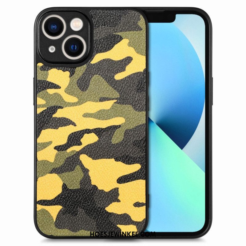 Telefoonhoesje voor iPhone 15 Kunstleer Camouflage