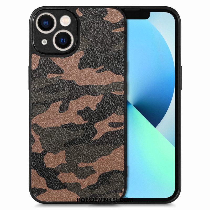 Telefoonhoesje voor iPhone 15 Kunstleer Camouflage