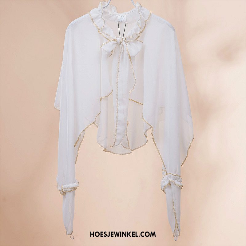Uv Kleding Dames Chiffon Jasje Zonnebrandcrème, Uv Kleding Dun Korte Blau Gold