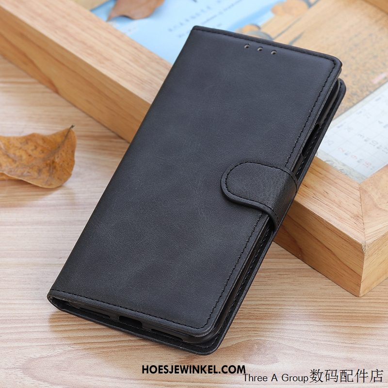 Xiaomi Mi 10 Hoesje Anti-fall Eenvoudige Leren Etui, Xiaomi Mi 10 Hoesje Vintage Kaart Beige