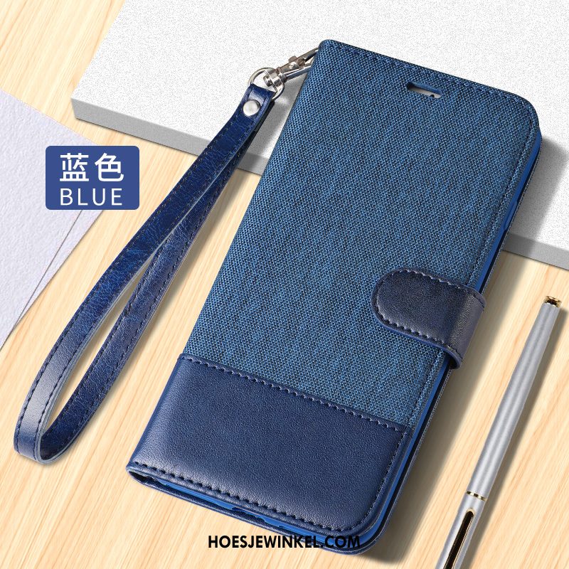 Xiaomi Mi 10 Hoesje Clamshell Leren Etui Anti-fall, Xiaomi Mi 10 Hoesje All Inclusive Donkerblauw Beige