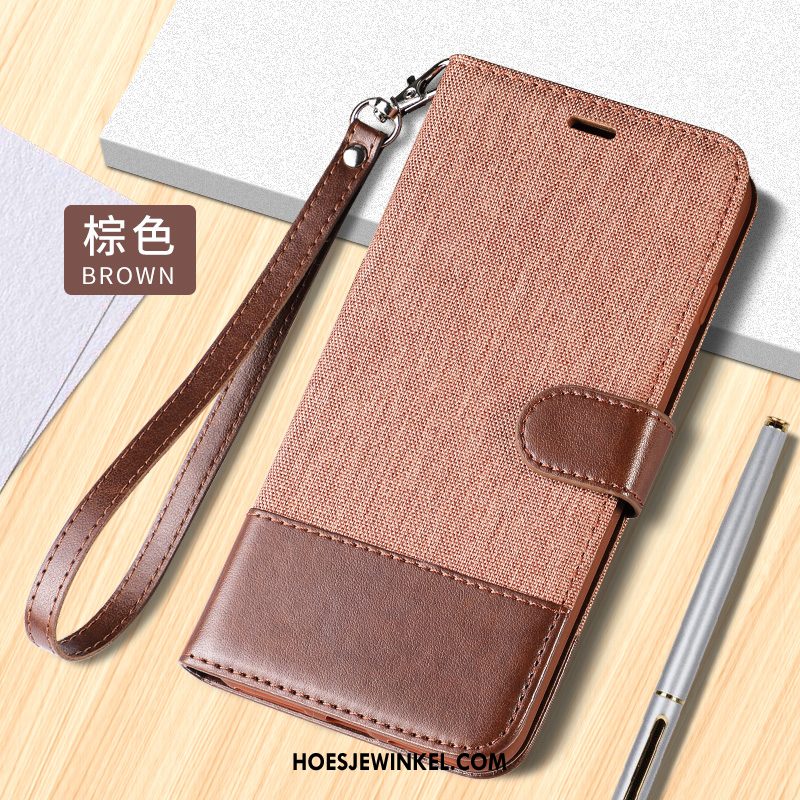 Xiaomi Mi 10 Hoesje Clamshell Leren Etui Anti-fall, Xiaomi Mi 10 Hoesje All Inclusive Donkerblauw Beige